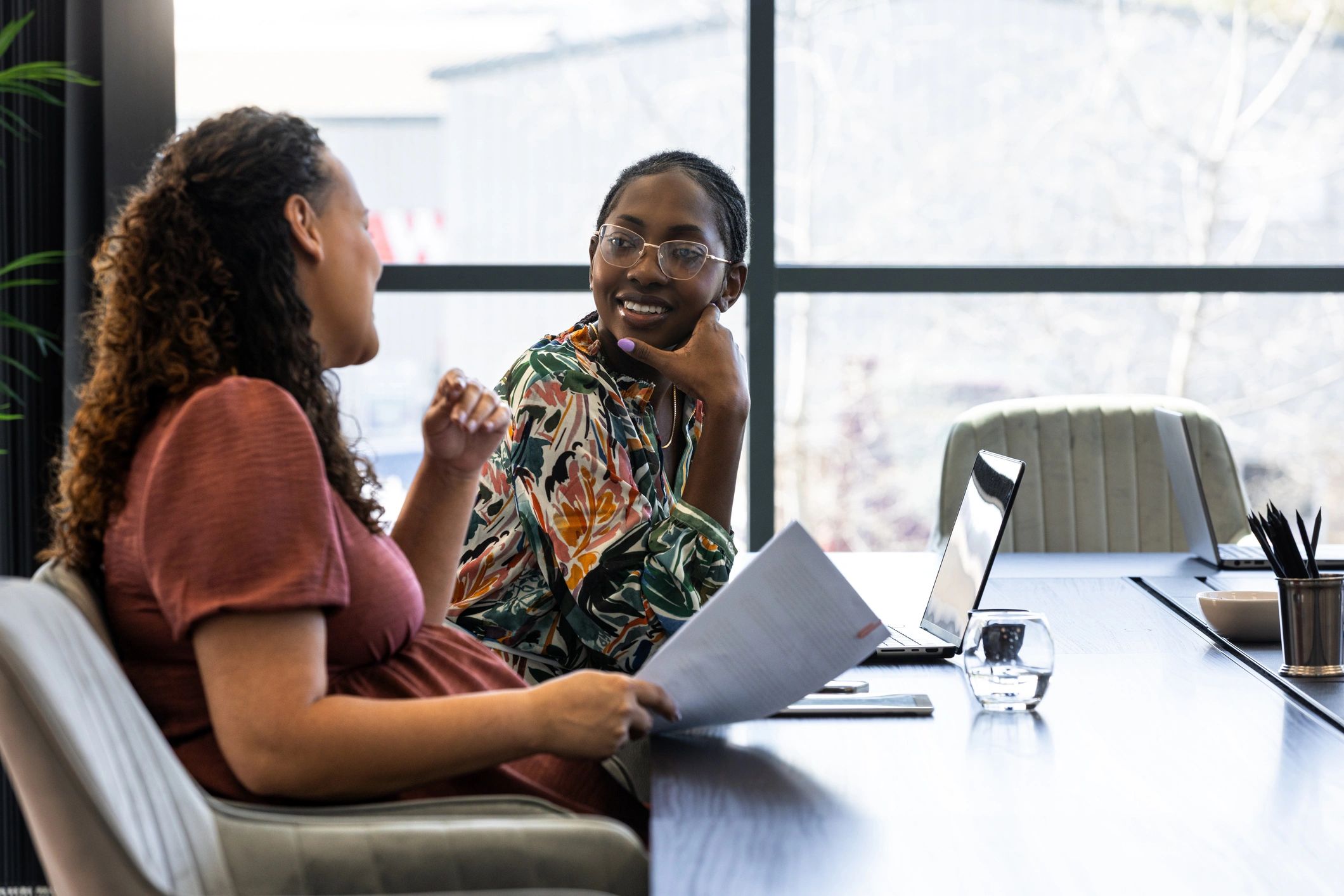 Employment consultant meeting with a client